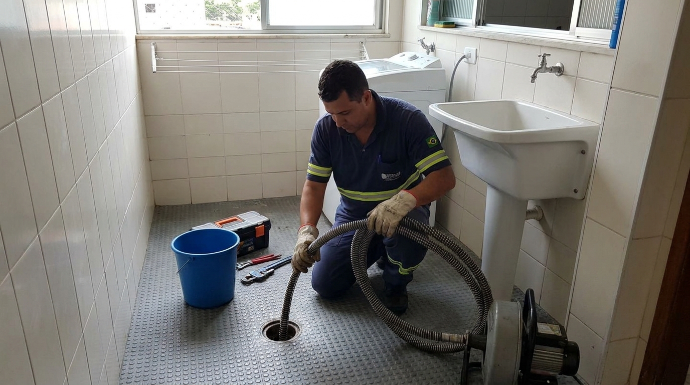 Desentupimento de ralo residencial em Marília‑SP