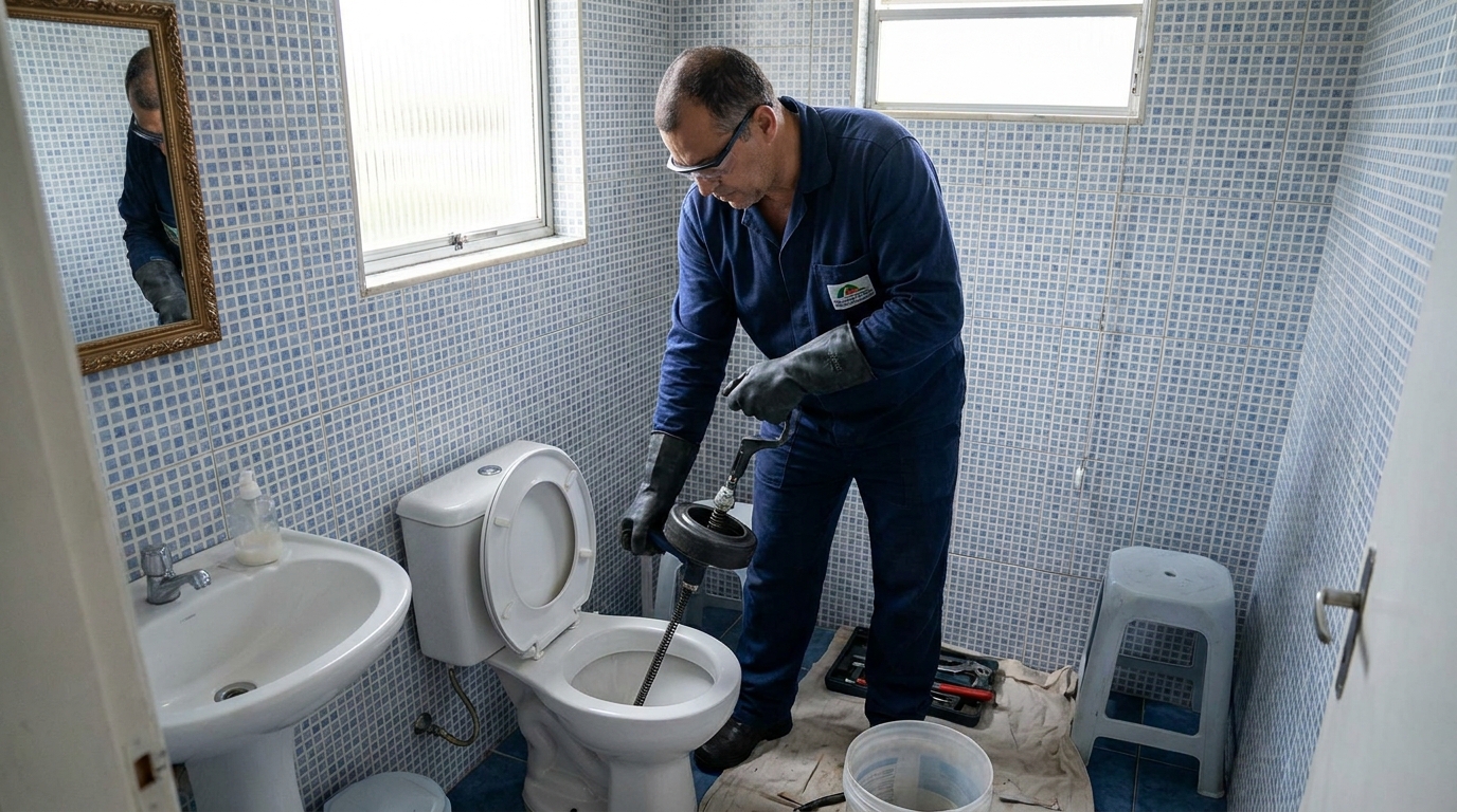 Desentupimento de vaso profissional em Marília‑SP