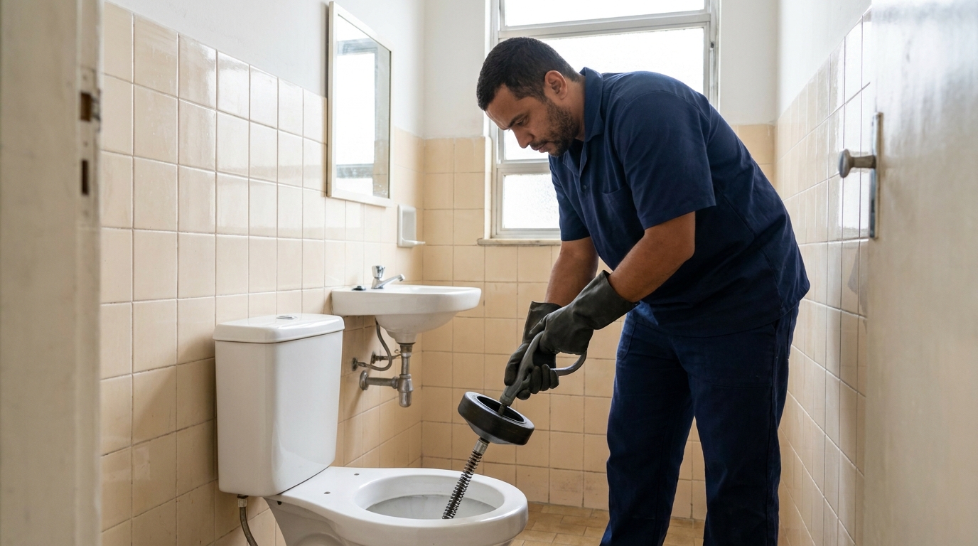 Desentupimento de vaso residencial em Marília‑SP