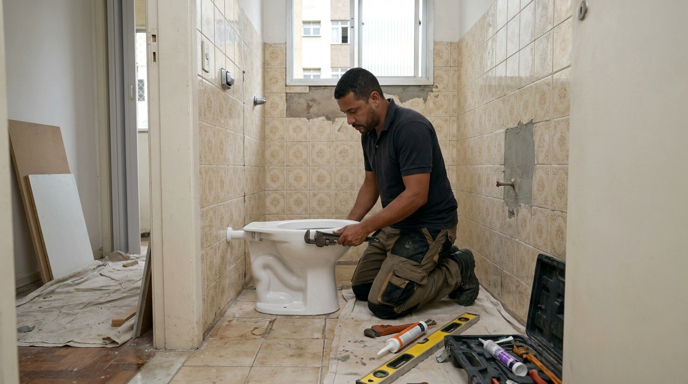 Instalação de vaso sanitário profissional em Marília‑SP
