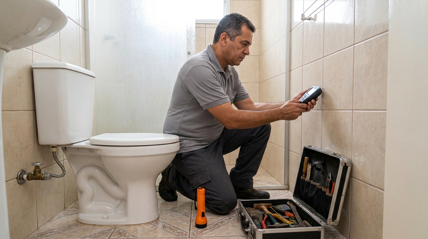 Técnico de caça vazamento com detector em Marília‑SP